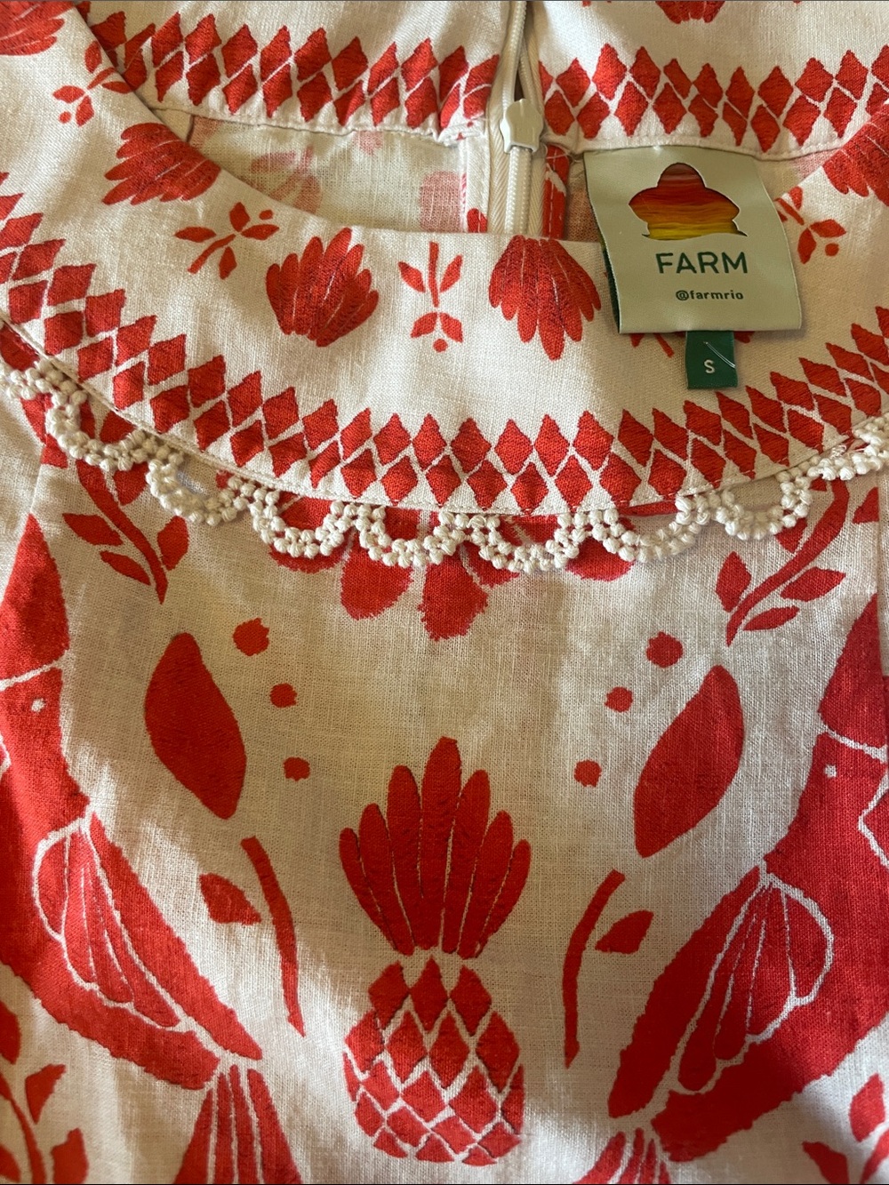 FARM Rio Cream Mini Dress with Red Bird & Floral Print - Picture 4 of 6